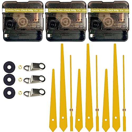 Image of YOPY� Combo 3 of Ajanta Mfg. Battery Operated Plastic Ticking Wall Clock Movement Machine with Hands (Needles : Antique Gold)