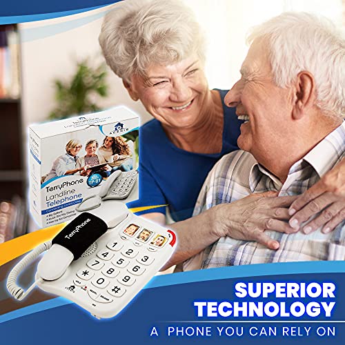 Big Button Phone For Seniors - Corded Landline Telephone - One-Touch Dialling For Visually Impaired - Amplified Ringer With Loud Speaker For Hearing Impaired, Ergonomic Non-Slip Grip #TOP7