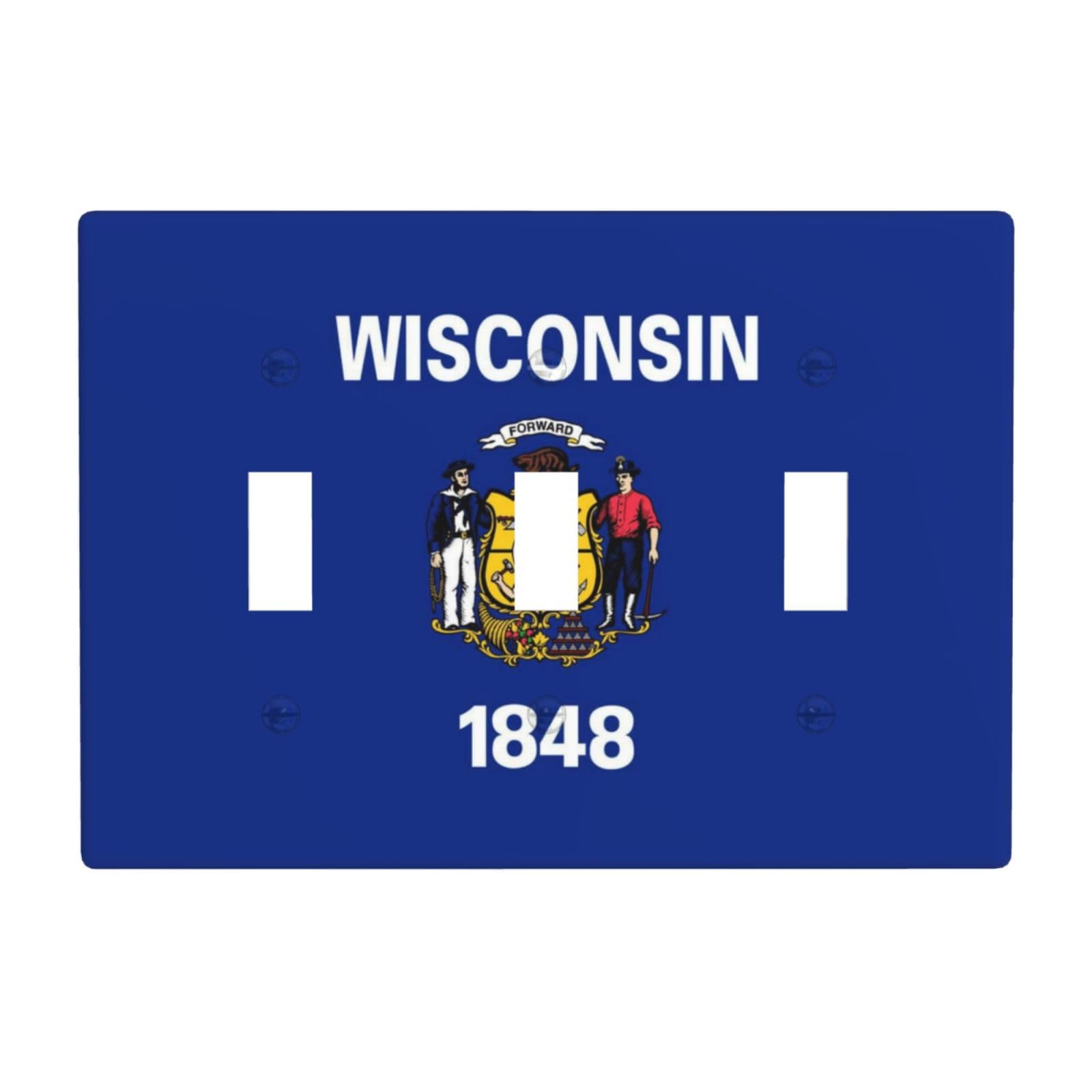 Flag of Wisconsin 3 Gang Switch Plate Cover-Unbreakable Polycarbonate Wall Plate, Heat Resistant Toggle Switch Decor for Home