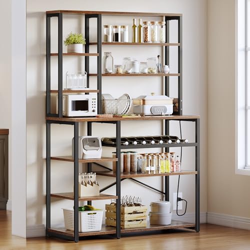 DWVO Kitchen Baker Rack with Power Outlet, 6-Tier Storage