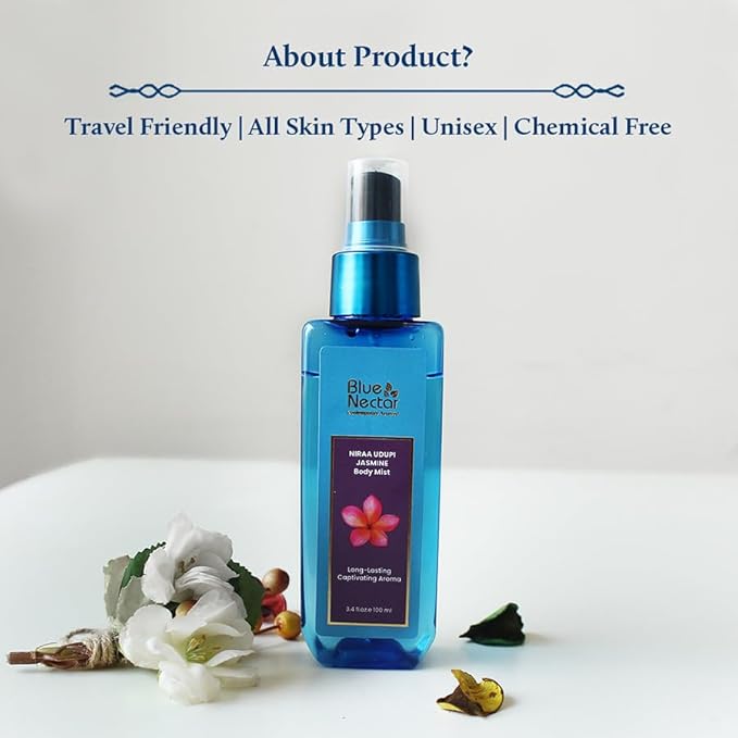 Blue Nectar Niraa Udupi Jasmine Body Mist for Long-Lasting Freshness and Relaxation (100ml)