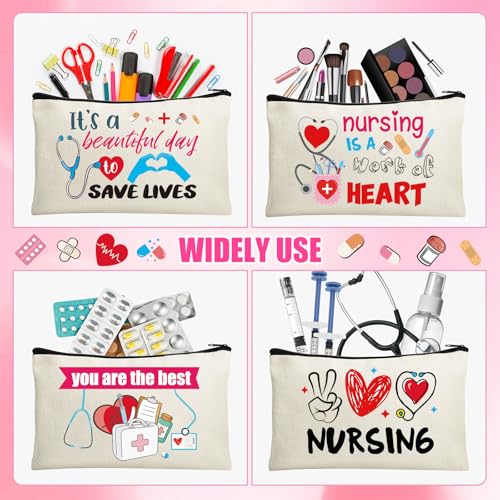 HSDSH 30 Set Nursing Cosmetic Makeup Bag Nurse Survival Kit Nurse Appreciation Pouch Nurse Gift Funny Travel Toiletry Bag with Thank You Nurse Card for Nurses Practitioner Thank You Gift 30 pieces
