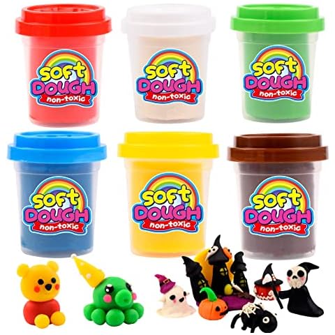 Playdough Sets for kids, with 6 Pack Play Dough 12 Oz,Including Red Blue Green Yellow White Brown Dough Clay Scented Modeling Compound, Arts and Crafts Toy for Girls Boys Cover