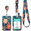 ID-Ausweishalter mit Lanyard Shlüsselband Lanyard Umhängeband,Einziehbare Badge Holders Ausweishülle mit Lanyards, Verstellbar, für Frauen, Lehrer, Krankenschwestern, Doktor, Student