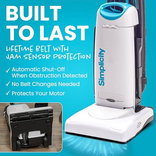 Image of Simplicity Vacuums Premium Allergy Upright Vacuum Cleaner - Multi-Surface Bagged Vacuum Cleaner for Home with Charcoal HEPA Filter Media, Powerful Pet Hair Pickup, Brushroll Activation Switch, S26