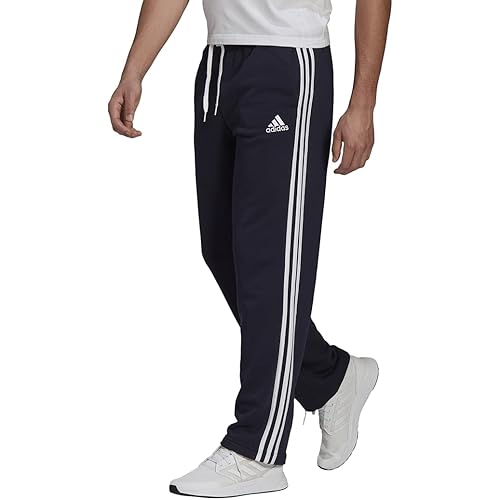 adidas Men's Essentials Fleece Open Hem 3-Stripes Pants