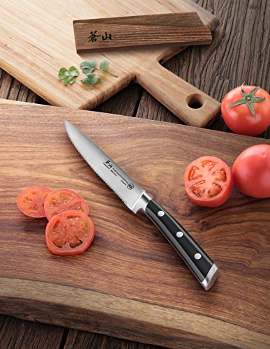 Cangshan Ts Series 1020588 Swedish 14C28N Steel Forged 5-Inch Serrated Utility Knife And Wood Sheath Set #TOP3