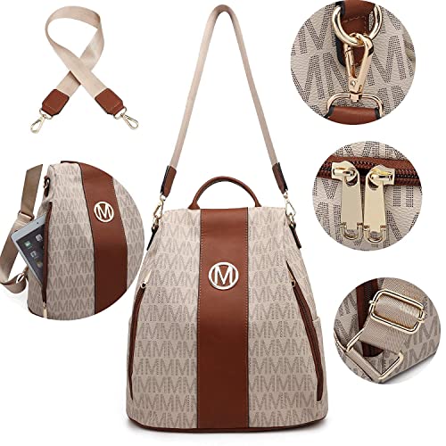 Mkp Women Fashion Backpack Purse Mutil Pockets Signature Anti-Theft Rucksack Travel College Shoulder Bag Handbag With Wristlet #TOP6