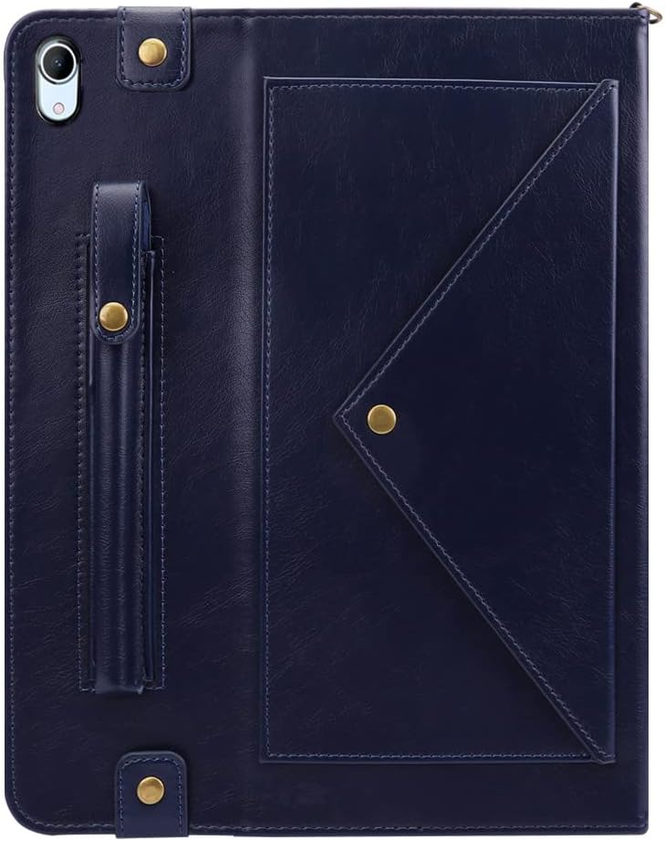 Handbag Case for iPad (A16) 11" 2025 & iPad 10th Gen 10.9", Techcircle Folio Stand PU Leather Multi-Card Slots Envelope Pocket Wallet Cover with Hand Strap+Shoulder Strap+Pen Holder, Navy