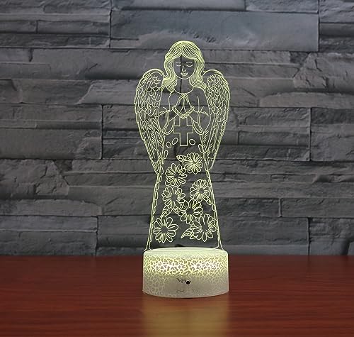 Lámpara de mesa nocturna 3D Ángel con control remoto miniatura 5