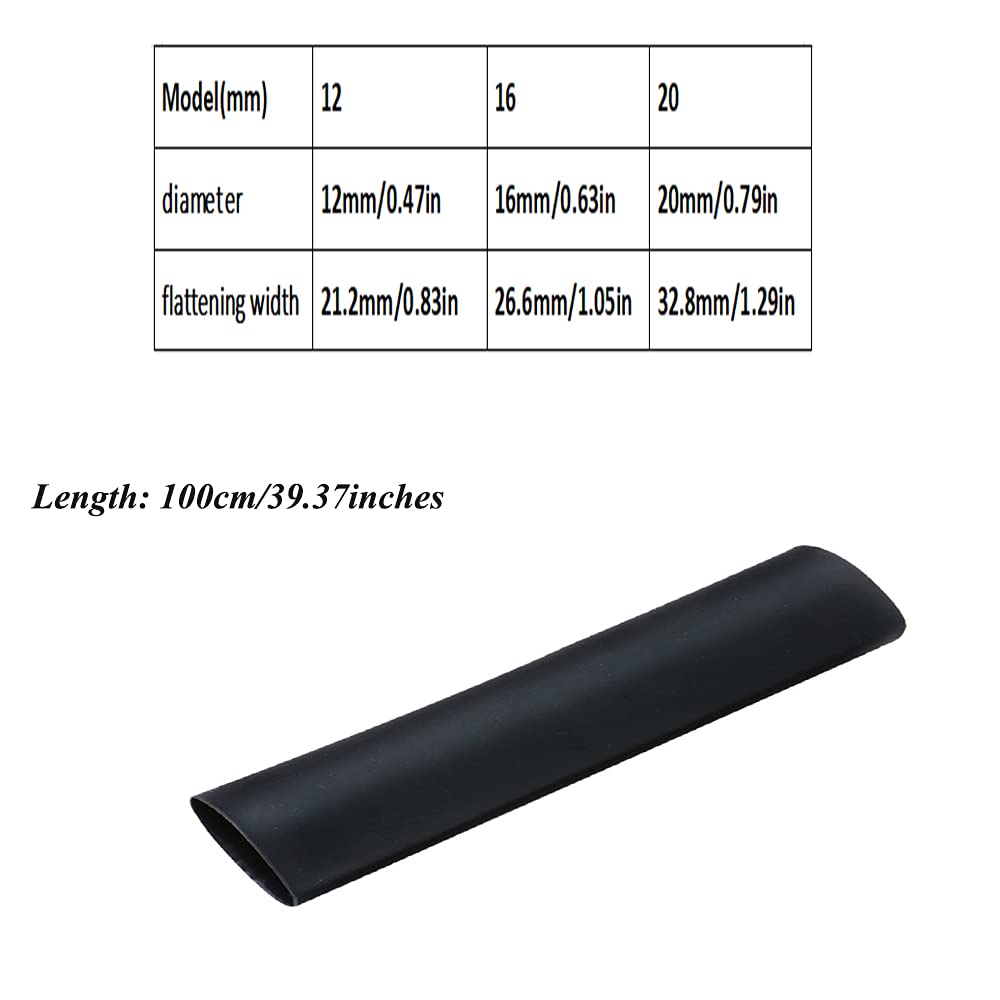 8PCS 100cm 4:1 Waterproof High Flame Retardant Heat Shrink Tubing Dual Wall Adhesive Lined Heat Shrink Tube, Insulation Seal Against Moisture, Air Leakage-Diameter:20mm/Flattening Width:32.8mm