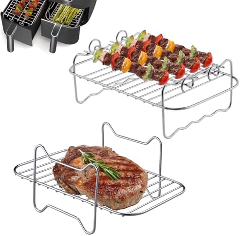 Air Fryer Spieß-Rack Edelstahl - 24 Spieße Mit Halterung Für Grill & Heißluftfritteuse