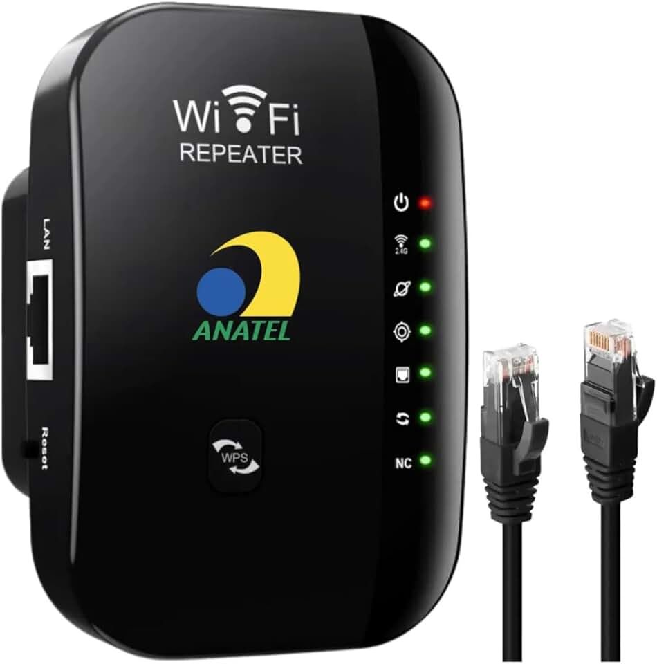 Repetidor Roteador de Sinal Wifi Turbo Aumenta o Alcance de Sinal até 300 Metros Casa/Empresa Ideal P/Notebbok/PC/Câmera Wifi/Babá Eletronica Novo 2025