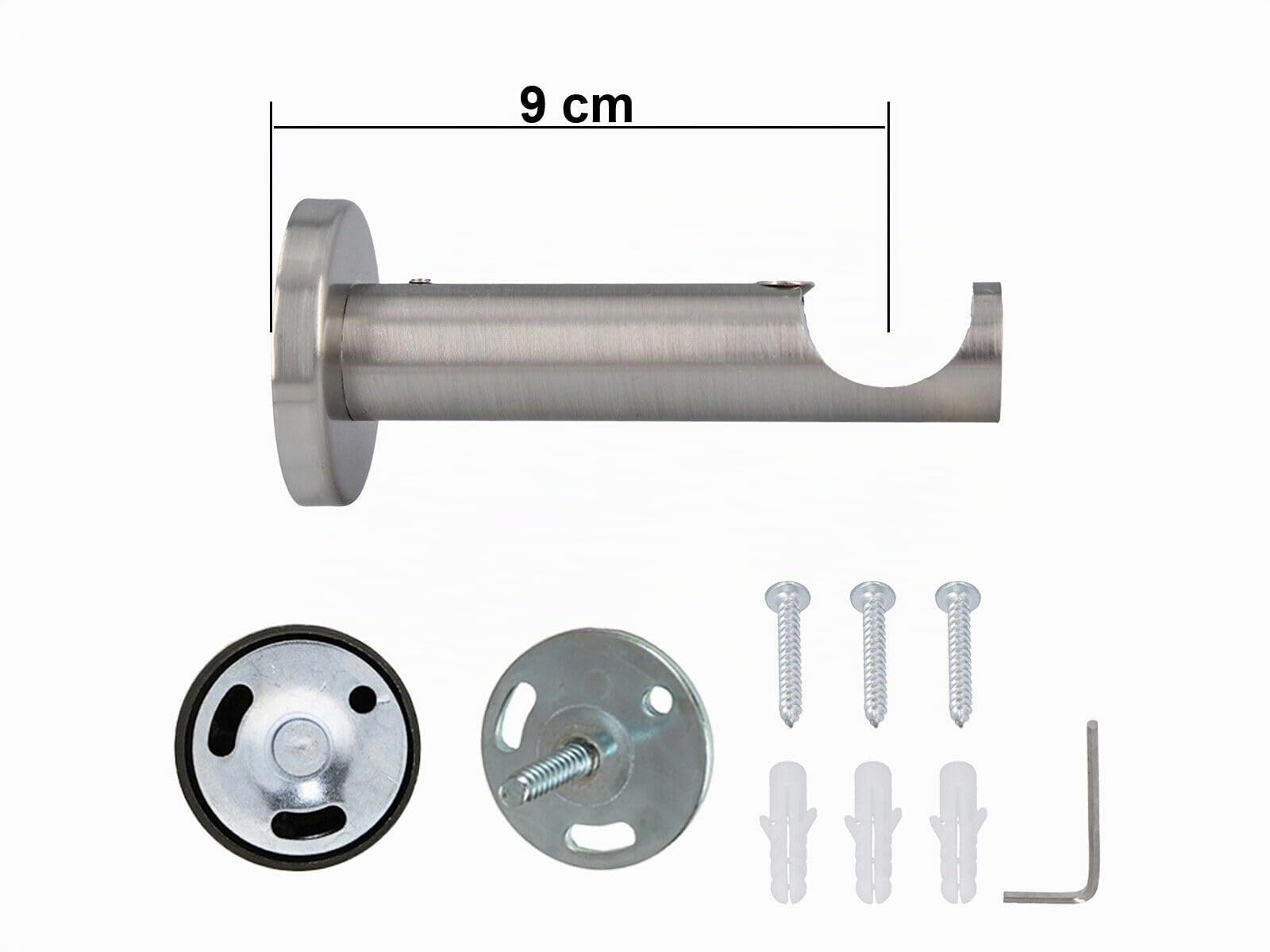 Sento Ø 25 mm Tringle à Rideaux Fixation Murale Aspect Acier Inoxydable Modern 240 cm Albana