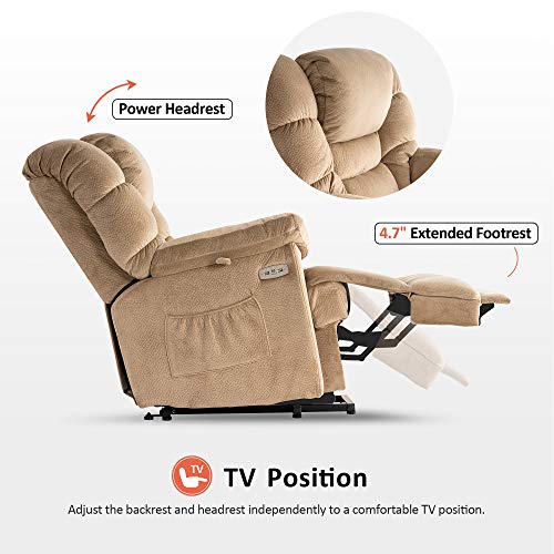 MCombo Dual Motor Power Lift Recliner Chair with Power Headrest for Elderly People, Infinite Position, Extended Footrest, Fabric 7630 (Medium, Beige) MCombo Dual Motor Power Lift Recliner Chair with Power Headrest for Elderly People, Infinite Position, Extended Footrest, Fabric 7630 (Medium, Beige)
