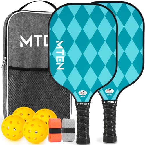 MTEN Pickleball Paddles Set of 2, USAPA Approved Rackets for Beginners & Pros