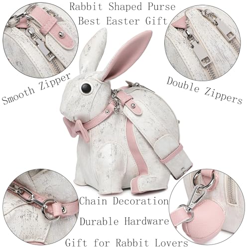 Image of Women PU Leather Unique Novelty Cute Easter Rabbit Shape Crossbody Shoulder Bag Handbag Purse for Girls