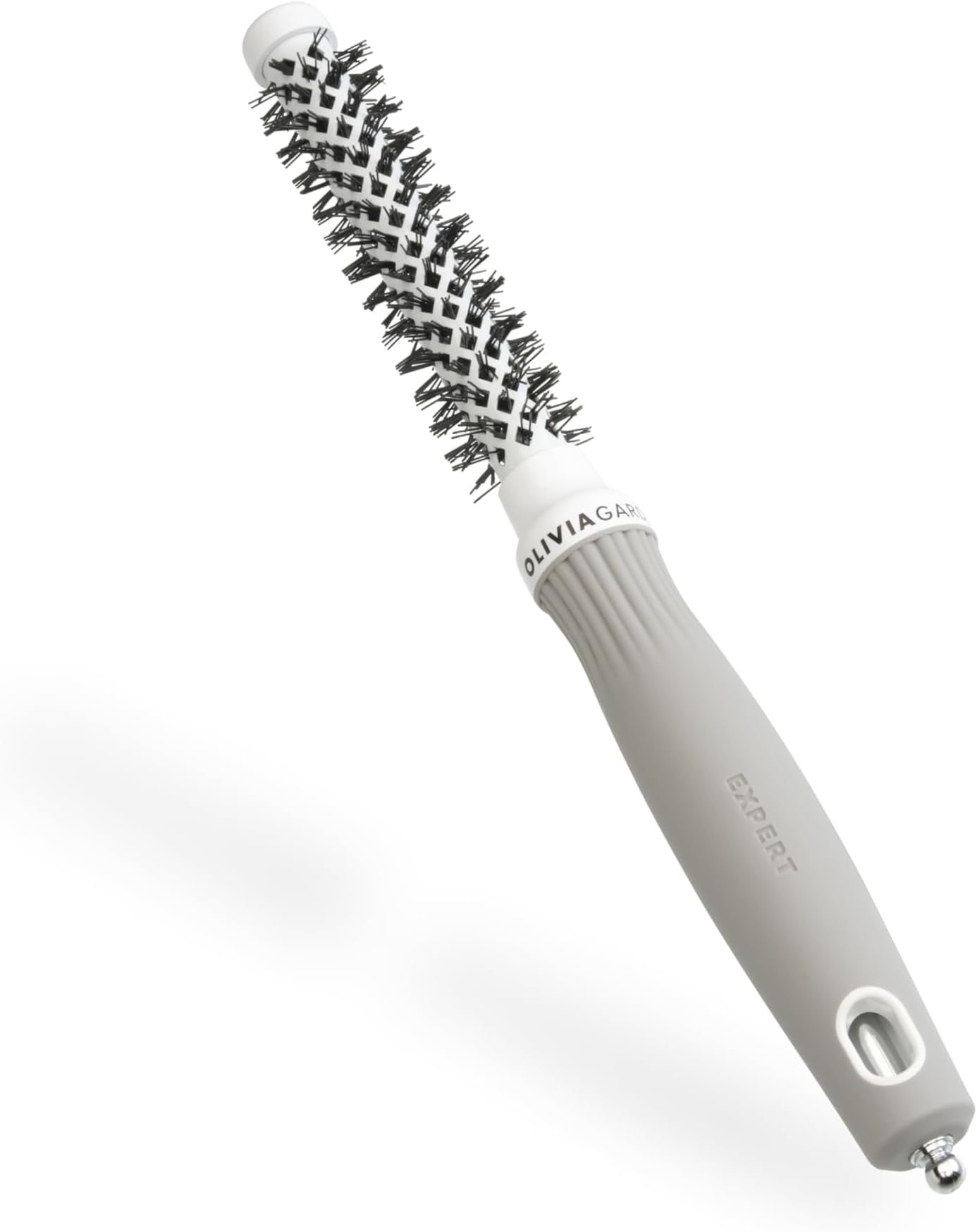Olivia Garden Expert ブローアウトシャイン – ホワイト&グレー - 15 - セラミックコーティングラウンドブラシで滑らかなブローアウト、縮れのない髪と輝く輝き