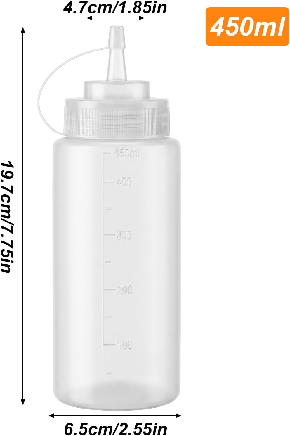 3 Pack 16oz Condiment Squeeze Bottles, Thickened Durable Squeeze Bottles for Sauces, Leak-Proof Condiment Bottle for Sauces, Oil, Arts and Crafts, Dishwasher Safe, White