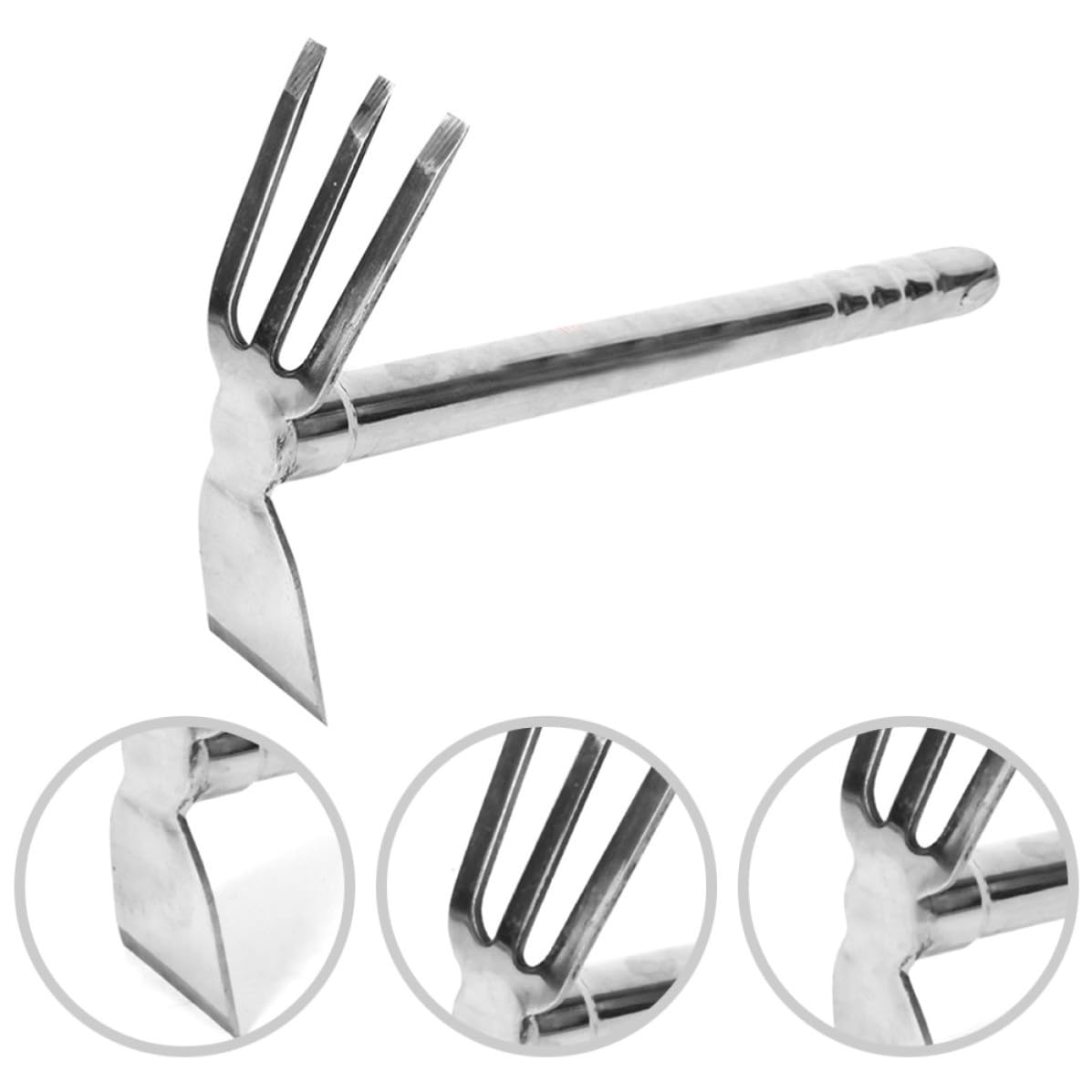 Azada de Acero Inoxidable para Jardinería Mango Resistente, Adecuado para Cavar, Remover Tierra y Plantar Flores Jardín