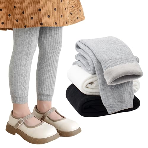 Looching Toddler Girls Fleece Lined Leggings Baby Winter Warm Cotton Thick Thermal Velvet Knit Tights Pants for 2-5T Kids