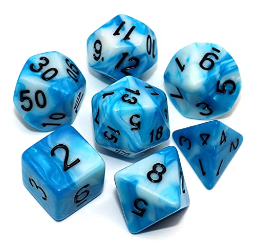 CREEBUY DND Polyhedral Dice Set Blue & White Dice for Dungeon and Dragons D&D RPG COC Role Playing...