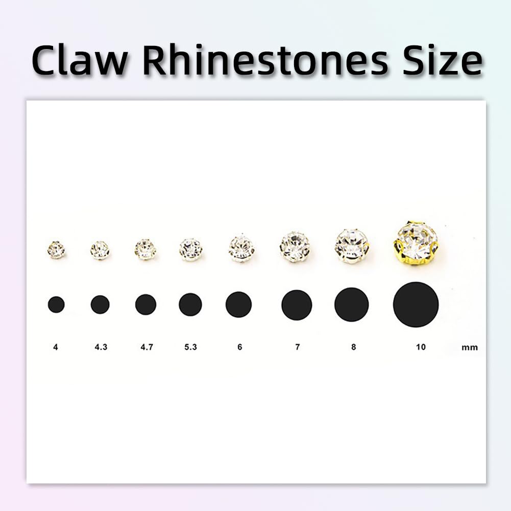 1440 Pcs Crystal Glass Silver Claw Rhinestones, 5x5 mm Sew on Rhinestones for Crafts,Glass Rhinestones with Claw for Jewels Making Clothing Shoes Wedding DIY,Navy Blue