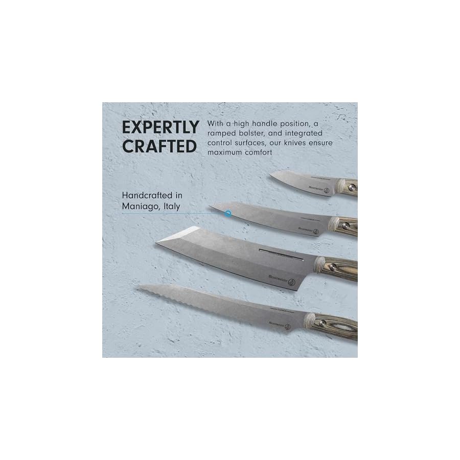 Messermeister-Carbon-5-Piece-Magnet-Knife-Block-Set-Bohler-K110-High-Carbon-Steel-with-a-Ceramic-Stonewash-Finish-Resin-Stabilized-Wood-Handles-Handcrafted-in-Maniago-Italy Messermeister Carbon 5-Piece Magnet Knife Block Set - Bohler K110 High Carbon Steel with a Ceramic Stonewash Finish - Resin-Stabilized Wood Handles - Handcrafted in Maniago, Italy