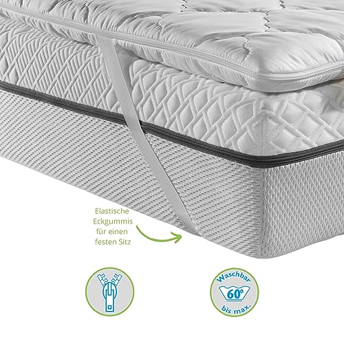 Bodyprotect Matratzenauflage Topper Komfortschaum 180 x 200 x 6 cm, waschbar bis 60 Grad, weiß – Bild 4