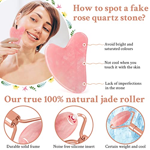 Zs Zeshin Jade Roller & Guasha Set-Facial Beauty Roller Skin Care Tools, Rose Quartz Massager For Face, Eyes, Neck, Body To Relieve Wrinkles,Fine Line And Eyepuffiness #TOP3
