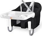 MTWML Hook On High Chair with Tray,Portable Baby High Chair That Attaches to Table,Clip On Fast Table High Chair for Babies and Toddlers.Baby Feeding Seat for Dining Table and Counter(Pure-Black)