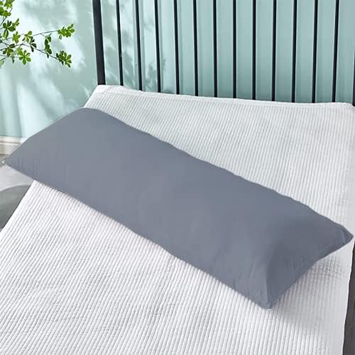 Rohi 6ft Full Body Pillow with Grey Pillowcase Cover -Orthopaedic 19"x 72" Super King Bed Size Long Bolster Support Pillow - Maternity Nursing Back & Neck Support Pillows - Side Sleeper Pillow