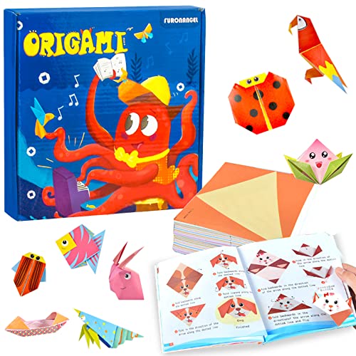 Kit de origami para niños, 108 hojas de papel con 54 diseños, juego de tarjetas de colores, para niños y niñas de 3 a 12 años