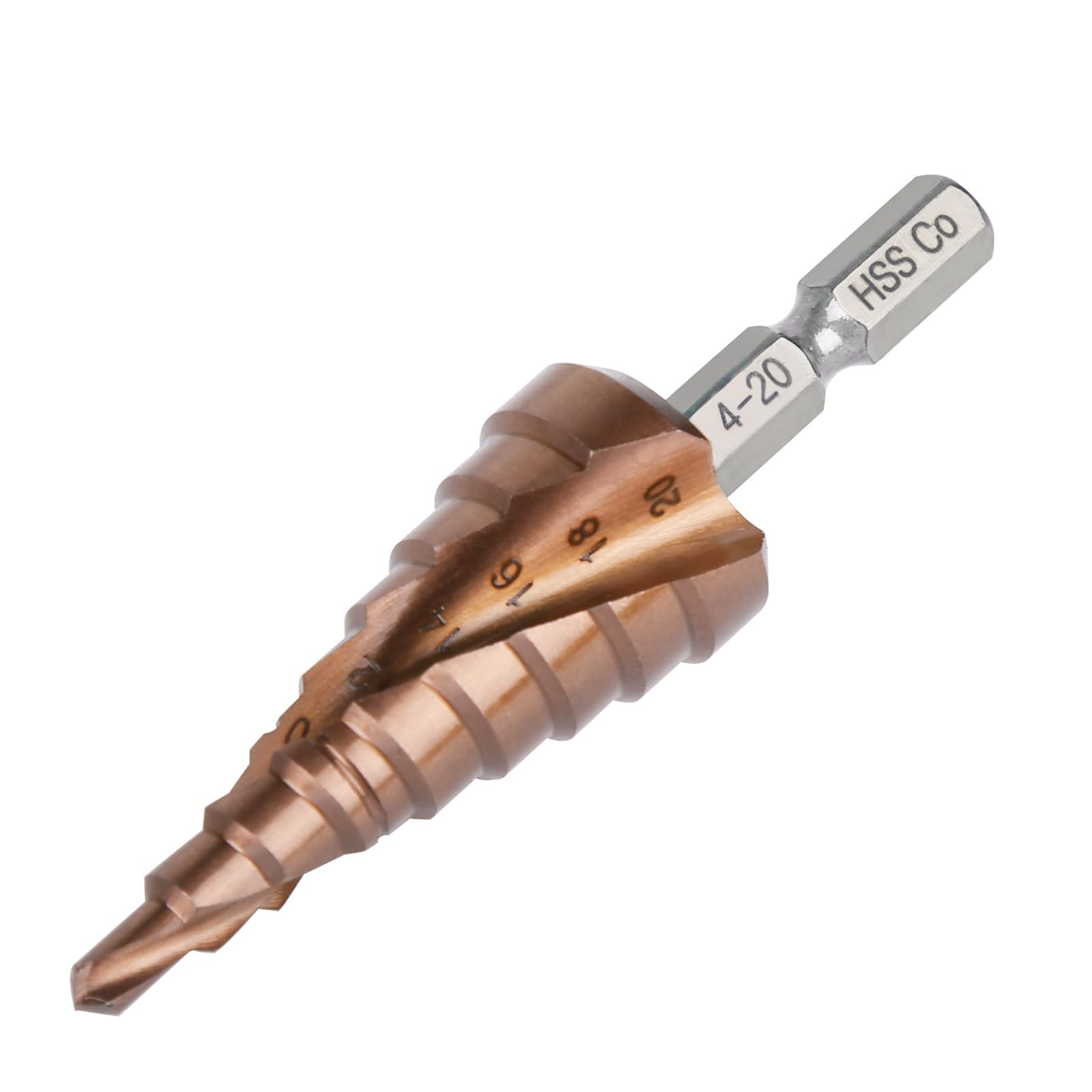 Broca escalonada de metal de 4-20 mm, 9 niveles, broca cónica de metal, HSS M35, broca de cobalto para acero inoxidable, chapa de aluminio, hierro, plástico, PVC, madera