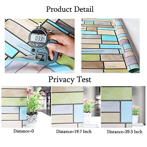 Niviy Privacy Window Covering Brick Stained Glass Window Film Waterproof Static Window Cling, 17.7" By 78.7" No Adhesive Glass Window Decor For Bathroom Kids Room Sliding Door #TOP4
