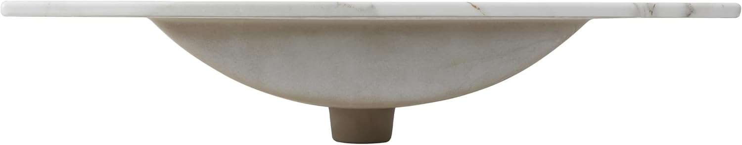JONATHAN Y SNK1002C Ancillary 3-Hole 30 in. W x 18.25 in. D Classic Contemporary Rectangular Ceramic Single Sink Basin Vanity Top, White Marble Effect