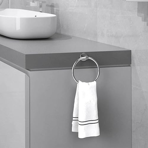 Miniatura 7 de 2 piezas de soporte de papel higiénico Anillo de toalla de níquel cepillado Accesorios de baño de montaje en pared Soporte de toalla de mano Soporte