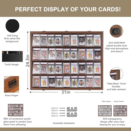 image for VERANI Baseball Card Display Case - 36 Graded Sports Card Display Fram