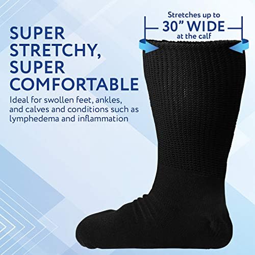 2 Paar extra breite Socken für Lymphödeme Bariatrische Socken Übergroße Socke dehnbar bis zu