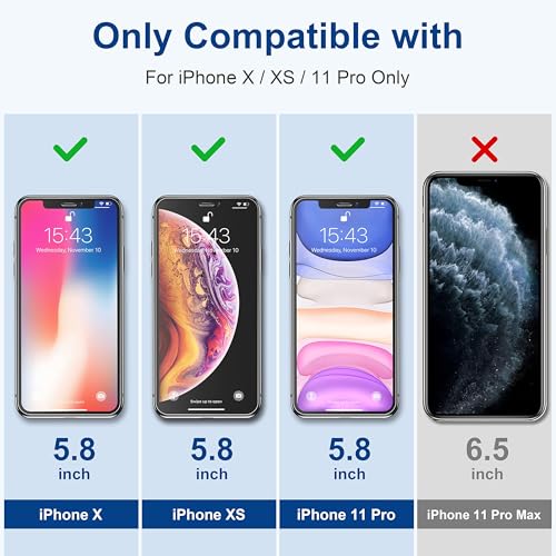 Image of AIBEX Military-Grade Tempered Glass Screen Protector Compatible for iPhone X /XS / 11 Pro Edge to Edge Coverage with Easy Installation kit