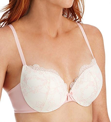 Maidenform Love The Lift Plunge PU Lace Demi Bra Ivory/Gentle Peach 34A