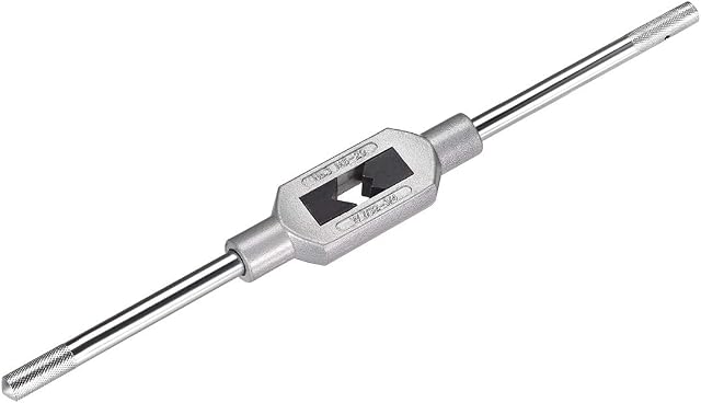 sourcing map Adjustable Tap Wrench Handle, for Metric M5-M20 W7/32-3/4 Taps, Tap Reamer Tapping Hand Tool, Medium Carbon Steel Handle with Nickel Plated