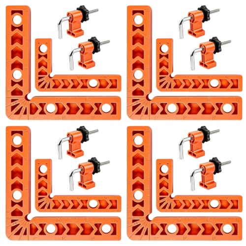 8Pcs Corner Clamps for Woodwork, 90 Degree Clamp, Right Angle Clamp 4 3", 4 4", Precision 90° Corner Clamps for Woodworking, Picture Frames, Boxes, Cabinets or Drawers