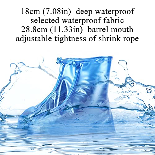 Image of Rain Boot Waterproof Shoes Covers, Sand Control Non-Slip Shoe Cover Galoshes, PVC Rubber Sole Reusable Rain Snow Boots Overshoes for Cycling Outdoor Camping Fishing Garden Travel (S, Blue)