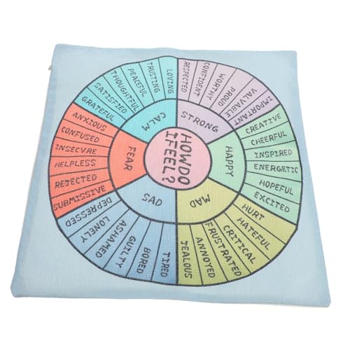 ABOOFAN Mood Wheel Emotions Throw Pillow Cover Square Pillowcase for Sofa Bed Living Bedroom Emotion Diagram Feelings Pillow Case