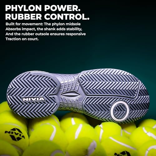Image of Nivia Ray 3.0 Tennis Shoes for Men - Durable Non-Marking Sole, Lightweight Mesh Upper, Superior Grip & Cushioning, Ideal for All Court Surfaces