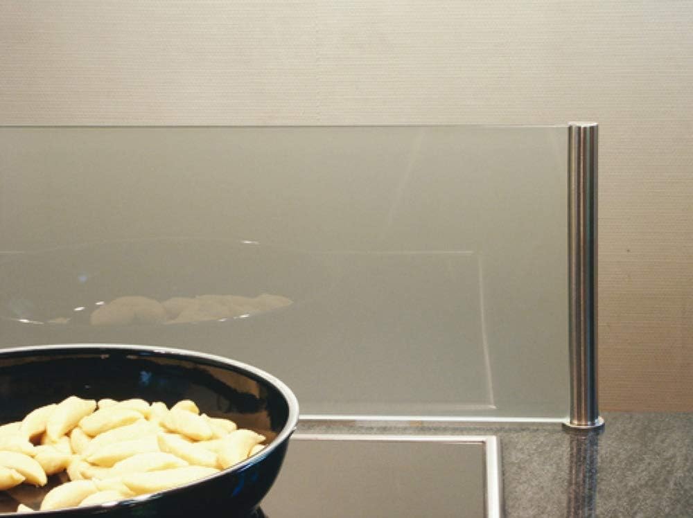 Gedotec Kitchen back wall on the worktop, splash guard kitchen with glass top, back panel with width 900 mm, holder stainless steel look, 1 piece, metal protective cover for stove, sink, & much more