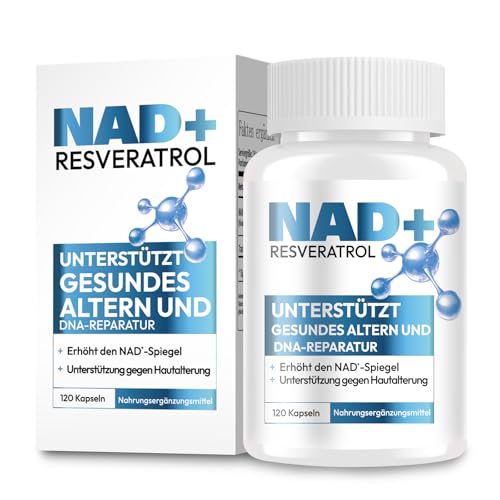 NAD+ Supplement, Resveratrol Ergänzung für Verbesserte Absorption, Unterstützt Die Zellenergie Und- Reparatur, Frauen Und MäNner, 120 Softgel Capsules