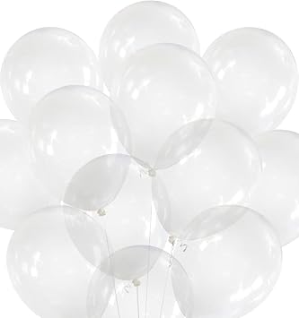 12Pc 18-Inch Large Clear Balloons - Giant Transparent Latex for Filling, Stuffing - Jumbo Big Decorative Thick Round for Birthday Party, Photo Shoot, Baby Shower, Wedding