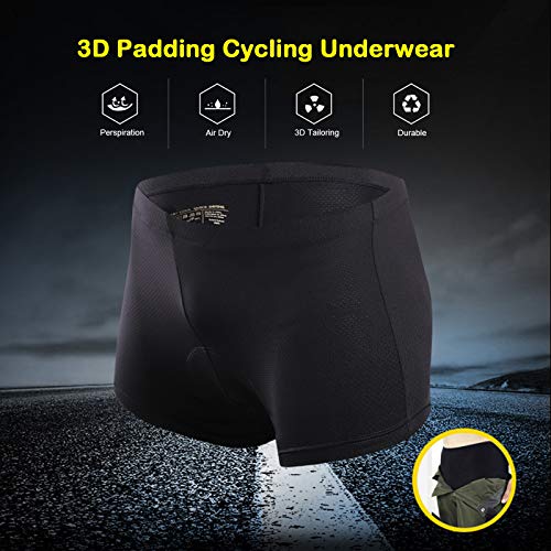 Tomshin Cuecas de ciclismo masculino/feminino Calções de bicicleta acolchoados em 3D Cuecas respiráv